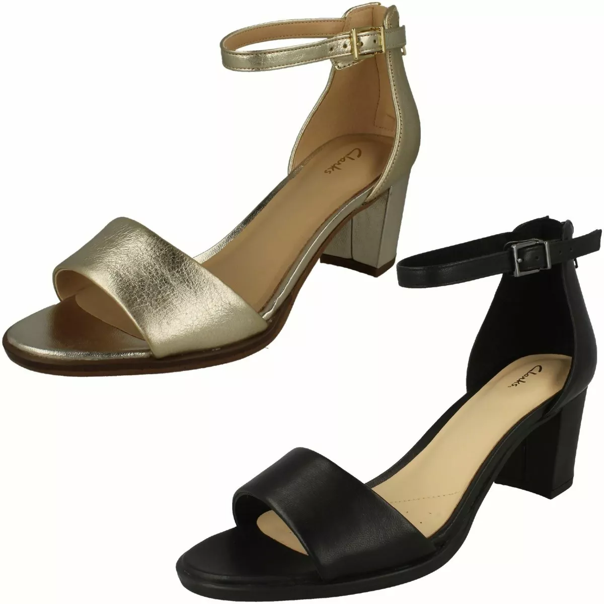 Clarks Ladies Heeled Strappy Sandals Kaylin60 2Part eBay