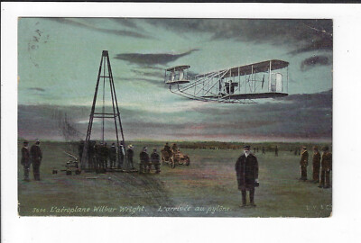 L'aeroplane Wilbur Wright Postcard L'arrivee au pylone p2061