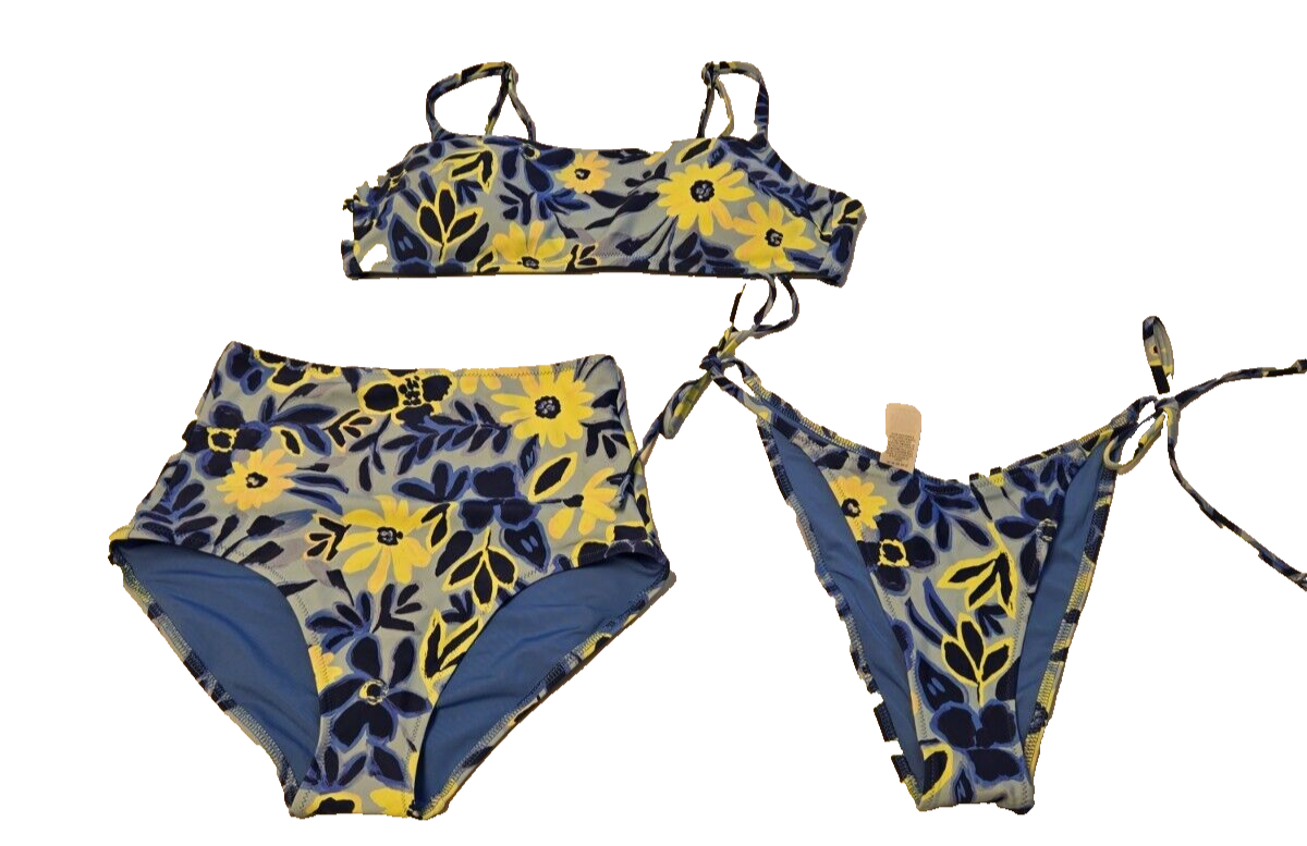 NWT American Eagle Aerie Blue/Green Floral Swim Suit Choose Top Or