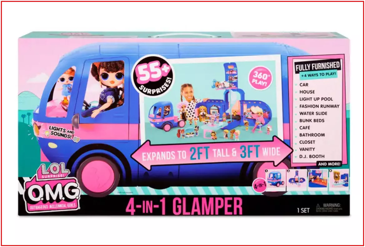 OMG 4-in-1 Glamper Camper 55+ Surprises Blue – L.O.L. Surprise