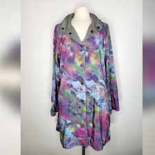 Janska Simone Rain Coat Sz M Fully Reversible Longline Monet Patina Art To Wear