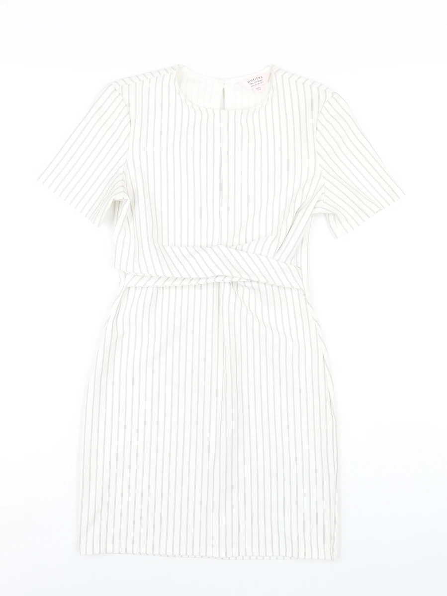 miss selfridge white bodycon dress New MISS SELFRIDGE sz 4 WHITE Bodycon w MESH TORSO Mini DRESS Off Shoulder NOS