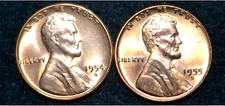 1955-S and 1954-S Lincoln Cent Lot of 2  * GEM BU RD RED * Actual Coins *FREE SH