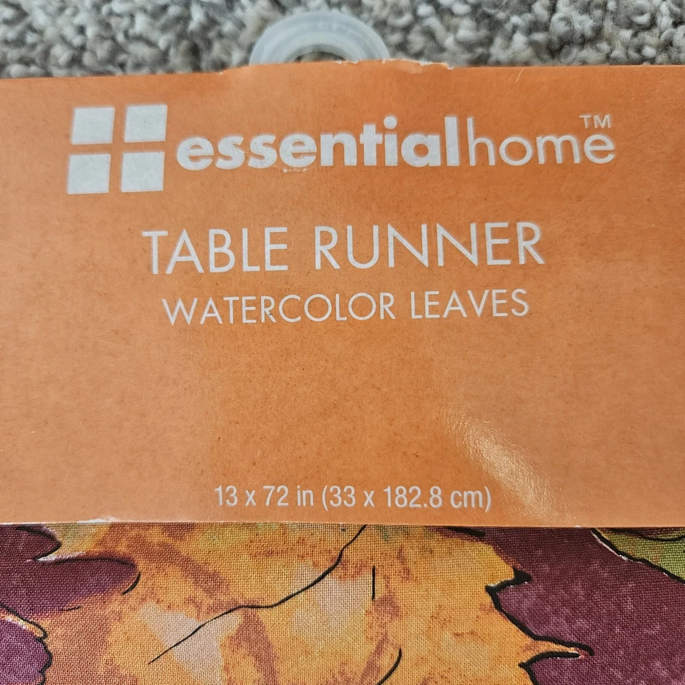 Vtg KMART Table Runner Watercolor Leaves Essential Home 72" Autumn NOS Decor - Image 3 of 4