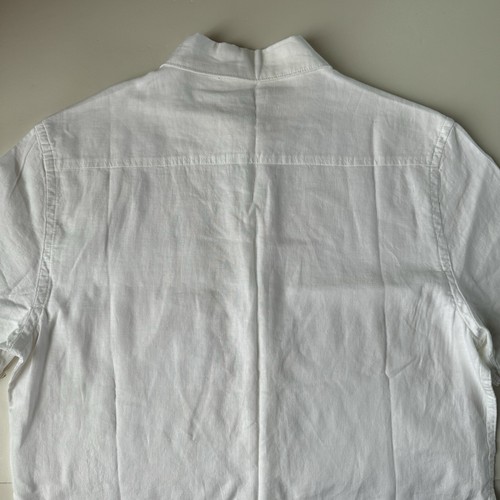 Magaschoni Man Mens button up linen blend short sleeve Shirt White Medium NWT - Picture 9 of 12