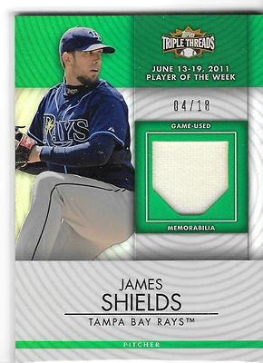 2012 Topps Triple Threads James Shields *Game Used* 4/18 Tampa Bay Rays