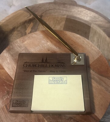 Vintage Churchill Downs Oak Pen And Note Holder Sports Illustrated 1988 Rare New