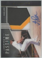 2020 Panini Americas Pastime Material Signatures Gold A.J. Puk A's RC Auto 18/25