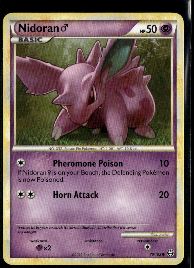 Nidoran M Common - HGSS Triumphant 70/102 2010 LP+ Pokemon Card