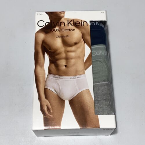 Calvin Klein Men Classic Fit 3 Pack Briefs NB999901 100% Cotton Multi Size 2XL - Afbeelding 1 van 4