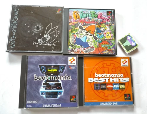 Lot 4 PS1 Vib ribbon PaRappa The Rapper Beat Mania 1 Best Hits Japan Rhythm Game