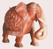 Vintage hand made miniature wooden elephant figurine