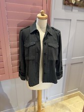 Frame Military Grey Denim Cotton Jacket S Uk8-10