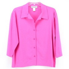 Briggs Women Pink Long Sleeve Blouse S 3/4 Sleeve USA Made