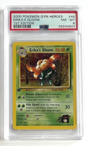 PSA 8 Erika's Gloom Non Holo #46 1st Edition Pokemon Gym Heroes - Picture 1 of 2