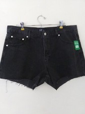 NWT Gap Womens Jean Shorts Size 14 /32 Midrise Black Cut Off 4" Stride Short 55