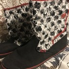 WOMENS GOTTA FLURT RED BLACK AND WHITE EYELASH YARN TRIM BOOTS SHOES 10M NWOB — photo 2