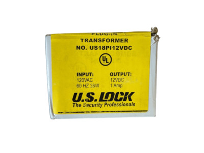 US Lock Plug-In Transformer 12VDC 1Amp 120V 60Hz US18PI12VDC