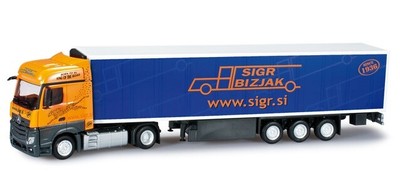 HERPA, MERCEDES Actros Streamspace mit Auflieger 3 Achsen - SIGR BIZJAK, 1/87...