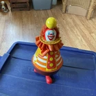 RARE Vintage OHIO ART SPINNING CIRCUS CLOWN Tin Litho 319D180 Byran OH Crank Toy