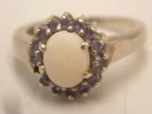 VINTAGE 925 STERLING SILVER WHITE OPAL AMETHYST STONE SETTING ESTATE JEWELLERY