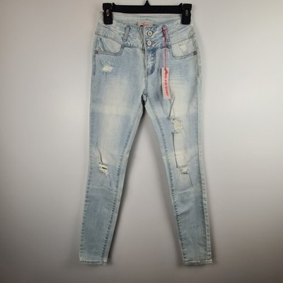 Refuge Mid Rise Skinny Jeans Size 4 Light Wash Distressed Stretch Denim NWT