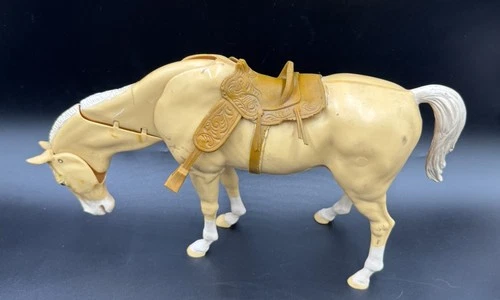 Vintage Marx Johnny West Series Buckskin Toy Nodding Horse with Saddle & Wheels