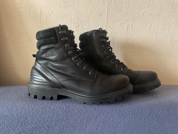 Women Ecco Boots Black Leather 39 #7M2C