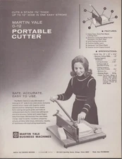 Martin Yale O-12 Portable Paper Cutter & Ream Cutter sell sheet c 1970s