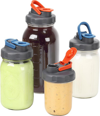 4 Pack Mason Jar Lids, Wide Mouth Pour Spout Flip Cap Lids for Ball Brand Mason