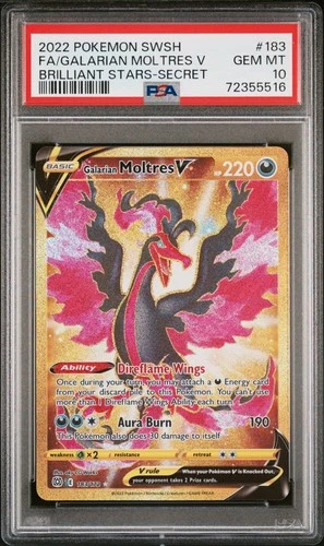 2022 POKEMON FA/GALARIAN MOLTRES V SWORD & SHIELD BRILLIANT STARS #183 PSA 10