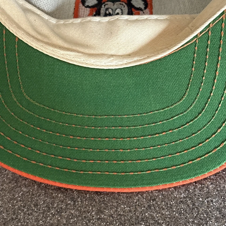 VTG Mickey Mouse Snapback Hat Cap Orange Green Vintage Disney Hat Made In USA - Image 4 of 4