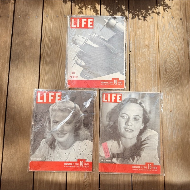 Vintage LIFE Magazine lot: Dec 1941 (Pre-Pearl Harbor), 1945 Ingrid Bergman 