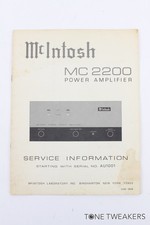 McIntosh MC2200 Power Amplifier Service Information Schematic Manual
