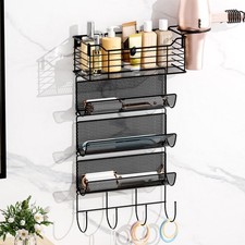 Metal Hair Tool Organizer Wall Mount, Hair Dryer Holder with 4 Tier Shelf Bas...