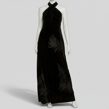 Donna Karan New York Women's Black Halter Velvet Gown Dress Size Size 6