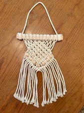 Macram Wall Hanging Cream with Wooden Beads Approx. 8" x 12"