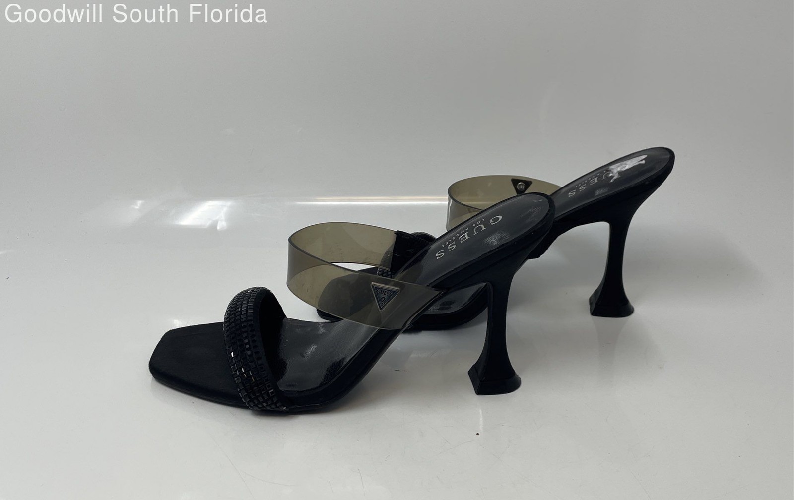 Guess Womens Black Open Toe Slip-On High Spool Platform Heels Size 8