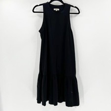 Madewell Black Sleeveless Tiered Ruffle Hem Midi Dress Women's Size M