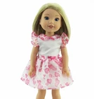 Pink Hearts Organza Dress Fits 14.5" Wellie Wisher American Girl Doll Clothing