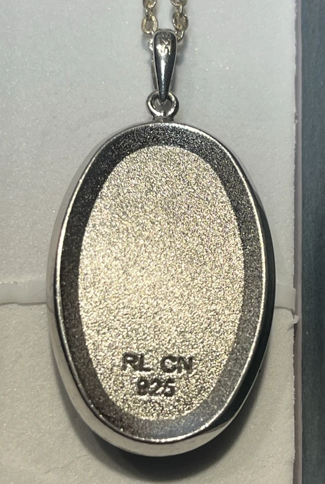 Винтажный RL серебро 925 синий CZs и фиолетовый цветочный дизайн подвеска ожерелье - Изображение 4 из 4