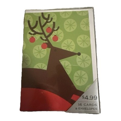 New American Greeting Reindeer Christmas Box of 17 Cards And 18 Envelopes Nos