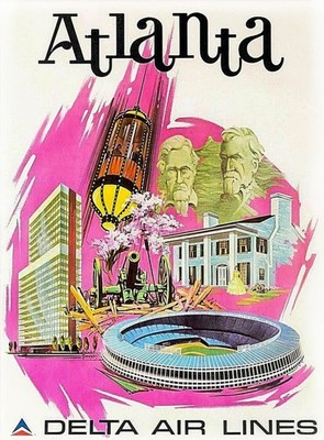 1974 Delta Air Lines Atlanta Travel Poster - artofuniverse0 A1-A4 Poster Art Paint
