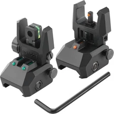 Fiber Optic Sights, Flip Up Front and Rear Backup Sights with Green Red Black 