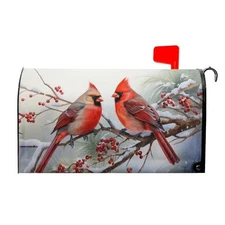 Mailbox Covers Magnetic Standard Size 18"" X 18x21 inch Winter Red Bird