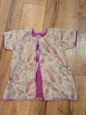 Vintage Baby Toddler Kimono Robe Jacket, 16" long, Silk Asian Paisley Design