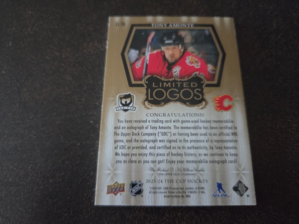 2023-24 The Cup - Tony Amonte - Limited Logos 13/50 - Image 2 of 2
