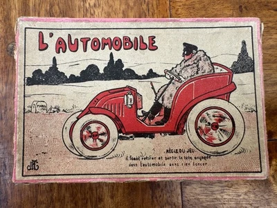 Ancien jeu de patience boîte L’AUTOMOBILE auto garage n plaque émaillée Michelin - Photo 1/4