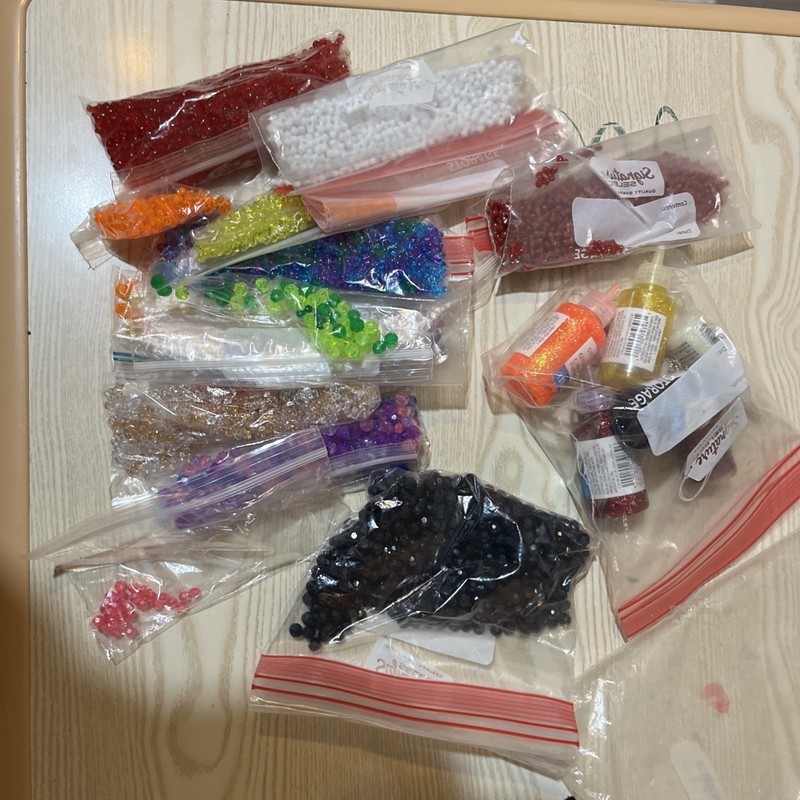 Assorted Glitter Glue And Beads For Arts And Crafts Projects
