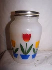 Vintage Fire King Tulip Milk Glass White Salt Shaker w/Original Lid